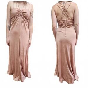 VTG 70s Sweetheart Strappy Stretch Knit Boho Maxi Dress